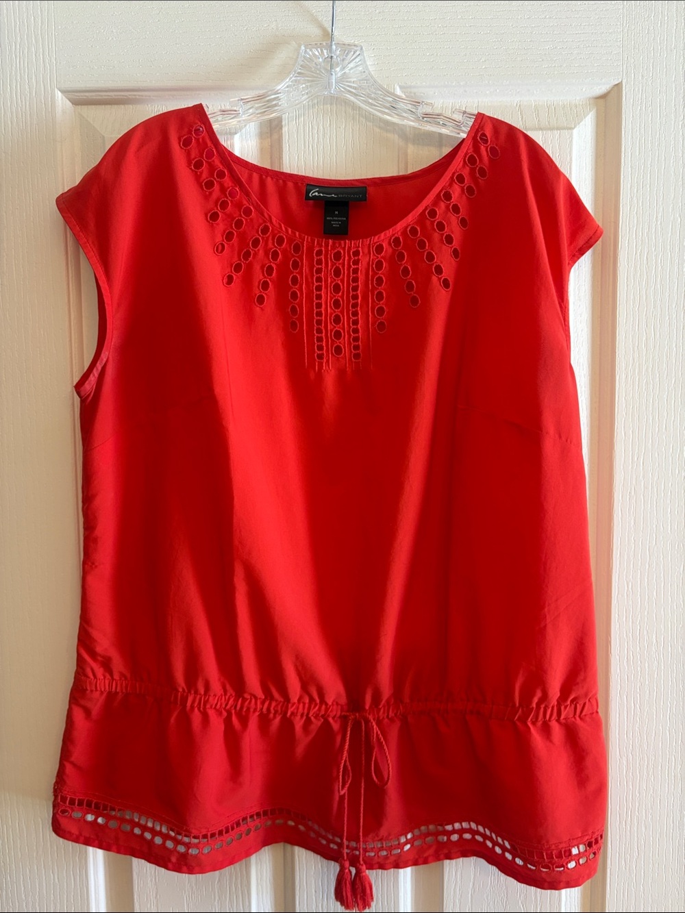 Lane Bryant burnt orange Eyelet-Detail Cap Sleeve Drawstring Tunic
